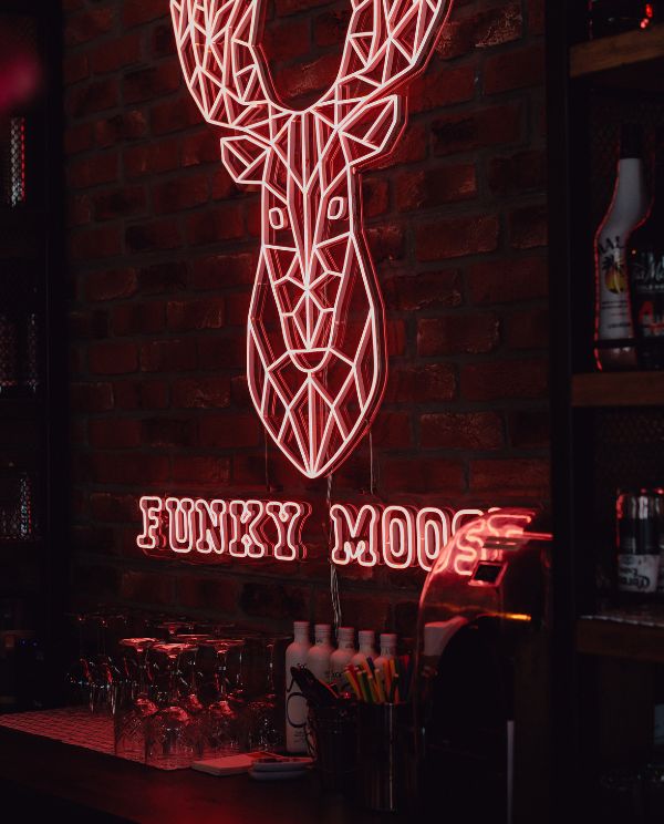 Het logo in neon licht